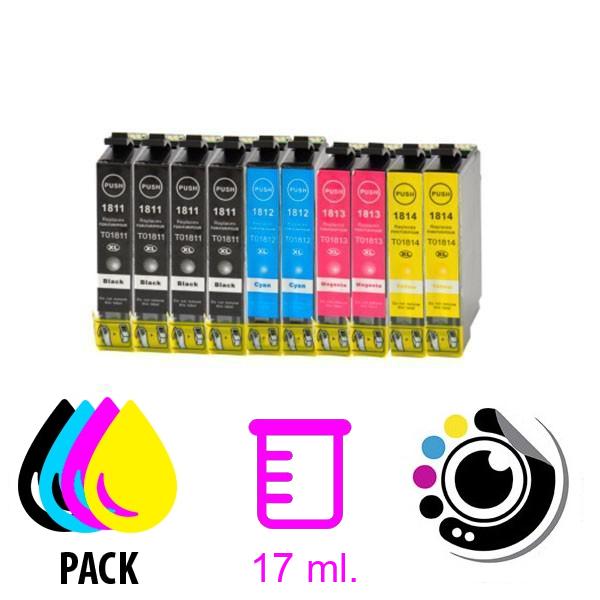 Pacco da 10 Cartucce Compatibili Epson T1811/2/3/4 - 18XL