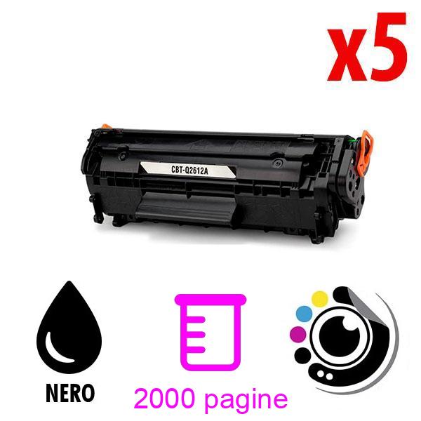 Compatibile Toner Pacchetto x5 HP Q2612A / 12A Nero